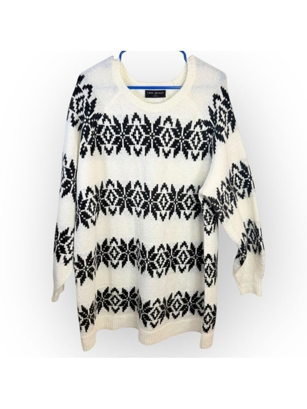 Lane Bryant Black White Fair Isle Sweater Large 18/20